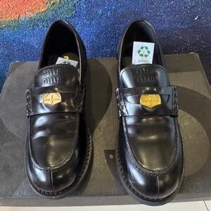 Miu Miu Black Leather Loafers